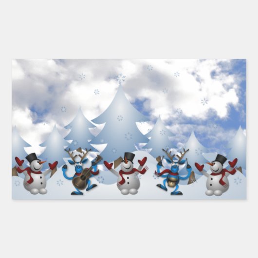 Sticker Rectangulaire Danse de Noël (Devant)