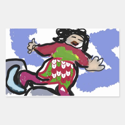 Sticker Rectangulaire danse du patin à glace (Devant)