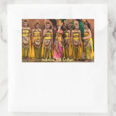 Sticker Rectangulaire Danseurs en costume folklorique de Bali Indonésie (Sac)