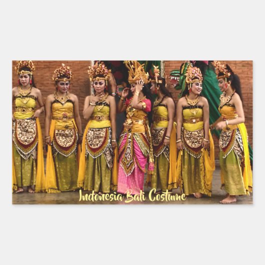 Sticker Rectangulaire Danseurs en costume folklorique de Bali Indonésie (Devant)
