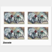 Sticker Rectangulaire Danseurs lacant leurs chaussures par Edgar Degas (Feuille)