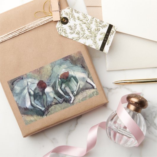 Sticker Rectangulaire Danseurs lacant leurs chaussures par Edgar Degas (Cadeaux)