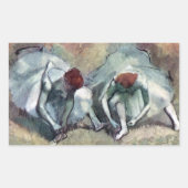 Sticker Rectangulaire Danseurs lacant leurs chaussures par Edgar Degas (Devant)