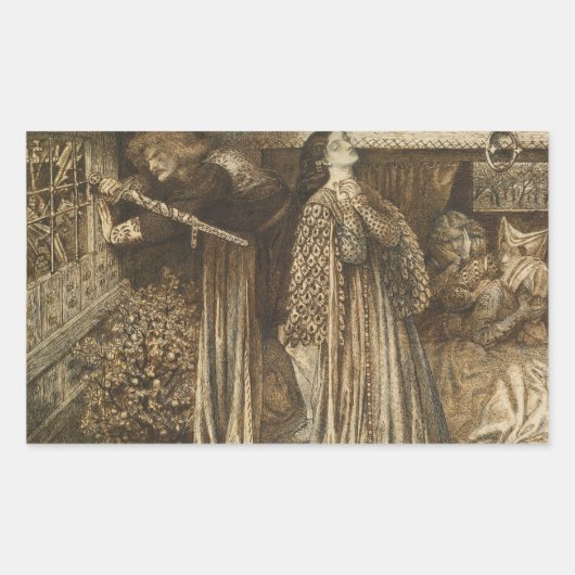 Sticker Rectangulaire Dante Gabriel Rossetti - Sir Launcelot (Devant)
