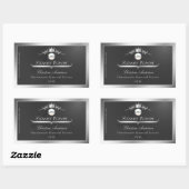Sticker Rectangulaire Dark Gray Product Label Silver Frame Logo Monogram (Feuille)