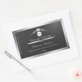 Sticker Rectangulaire Dark Gray Product Label Silver Frame Logo Monogram (Enveloppe)