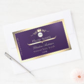 Sticker Rectangulaire Dark Purple Product Label Gold Frame Logo Monogram (Enveloppe)