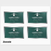 Sticker Rectangulaire Dark Teal Product Label Silver Frame Logo Monogram (Feuille)