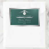 Sticker Rectangulaire Dark Teal Product Label Silver Frame Logo Monogram (Sac)