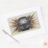 Sticker Rectangulaire Daruma Skateboard – Japanese Ukiyo-e Inspired Art (Enveloppe)