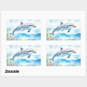 Sticker Rectangulaire Dauphin (Feuille)