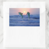 Sticker Rectangulaire Dauphin de verdure au lever du soleil (Sac)