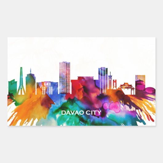 Sticker Rectangulaire Davao City Skyline (Devant)