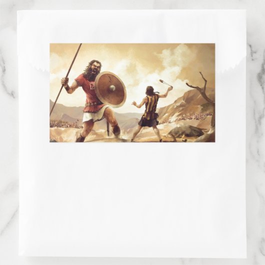 Sticker Rectangulaire David et Goliath (Sac)