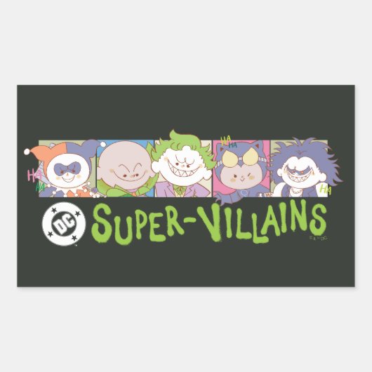 Sticker Rectangulaire DC Super-Villains Cartoon Lineup (Devant)