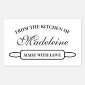 Sticker Rectangulaire De la cuisine de, fait avec amour élégant (Devant)