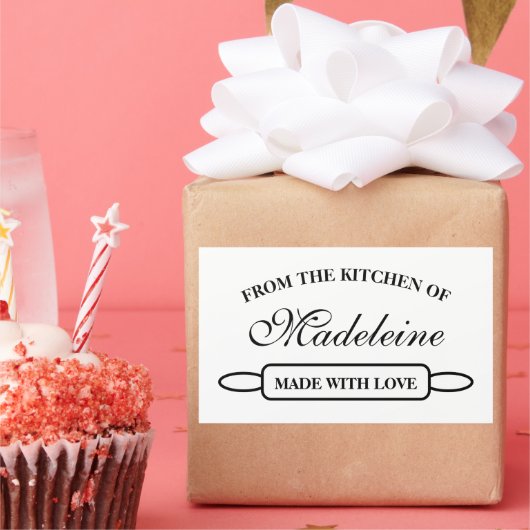 Sticker Rectangulaire De la cuisine de, fait avec amour élégant (Fête)