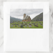 sticker rectangulaire de l'église stave en Norvège (Sac)