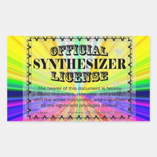 Sticker rectangulaire de licence de synthétiseur (Devant)