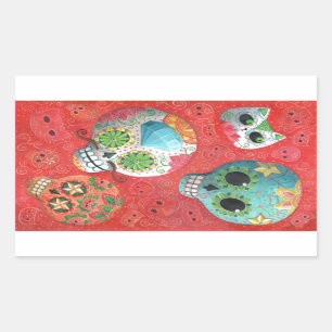 Sticker Rectangulaire De trois jours des crânes morts