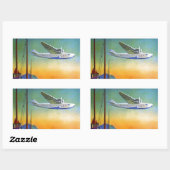 Sticker rectangulaire de voyage aérien transpacifi (Feuille)