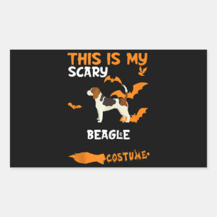 Sticker Rectangulaire Débardeur de costume Beagle Halloween Lazy Scary D