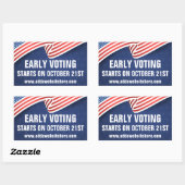 Sticker Rectangulaire Début du vote aux élections du drapeau américain (Feuille)