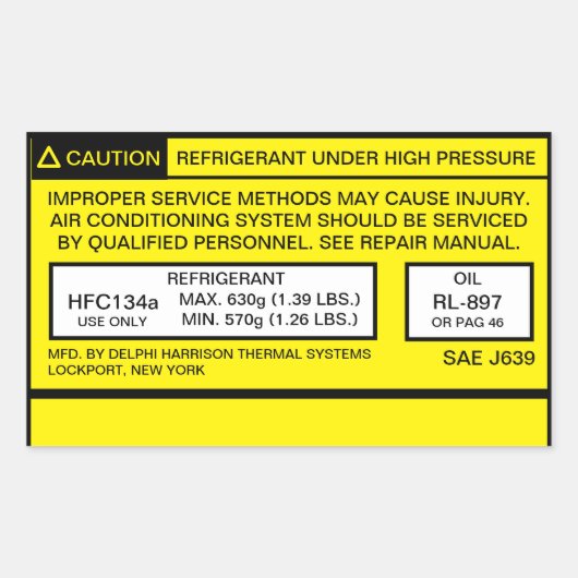 Sticker Rectangulaire Décal de climatisation Tacoma A/C 2007 (Devant)