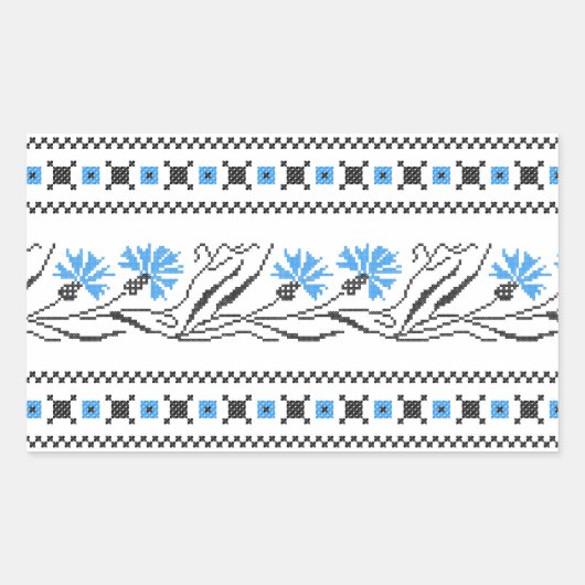 Sticker Rectangulaire Décor croix de Cornflower bleu (Devant)