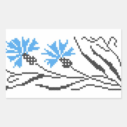 Sticker Rectangulaire Décor croix de Cornflower bleu (Devant)