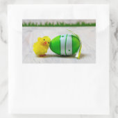 Sticker Rectangulaire Décor de Pâques - OEuf de Pâques et poussin (Sac)
