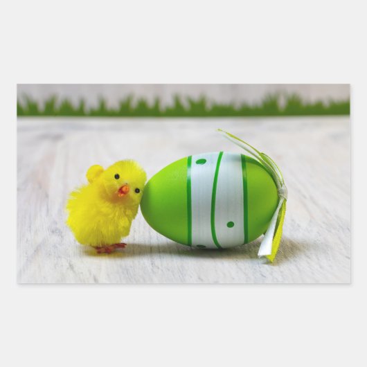 Sticker Rectangulaire Décor de Pâques - OEuf de Pâques et poussin (Devant)