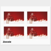Sticker Rectangulaire décoration rouge Noël (Feuille)