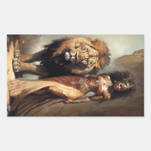 Sticker Rectangulaire Déesse Africaine des Animaux, Art (Devant)