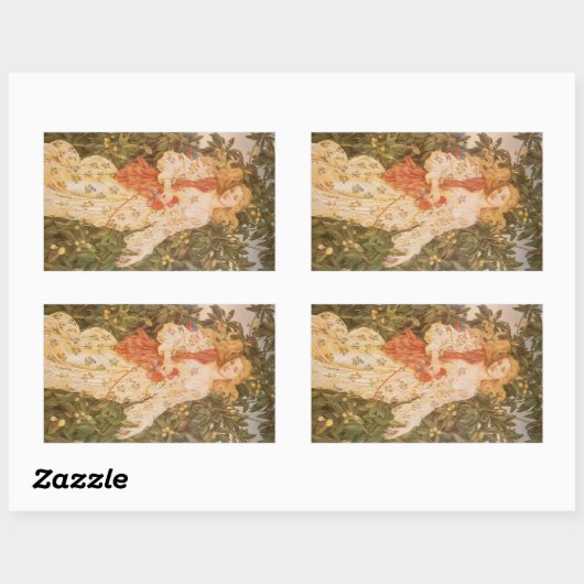 Sticker Rectangulaire Déesse des fleurs, Flora de Morgan (Feuille)