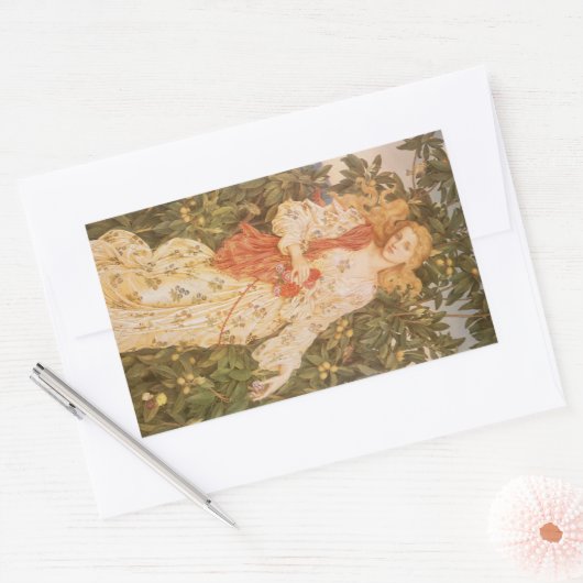 Sticker Rectangulaire Déesse des fleurs, Flora de Morgan (Enveloppe)