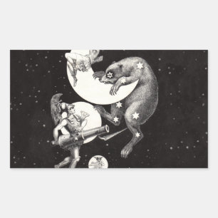 Sticker Rectangulaire Déesse lunaire céleste antique et ours Ursa Major