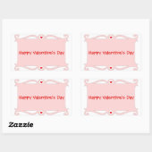 Sticker Rectangulaire Défilement rose Heureuse Sainte-Valentin (Feuille)