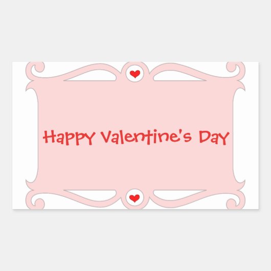 Sticker Rectangulaire Défilement rose Heureuse Sainte-Valentin (Devant)