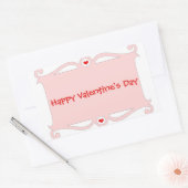 Sticker Rectangulaire Défilement rose Heureuse Sainte-Valentin (Enveloppe)