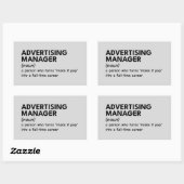 Sticker Rectangulaire Définition de Funny Marketing Manager (Feuille)