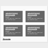 Sticker Rectangulaire Définition de Funny Marketing Manager (Feuille)