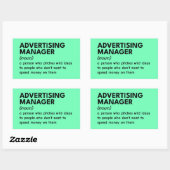 Sticker Rectangulaire Définition de Funny Marketing Manager (Feuille)