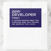 Sticker Rectangulaire Définition de l'Humour App Developer (Sac)