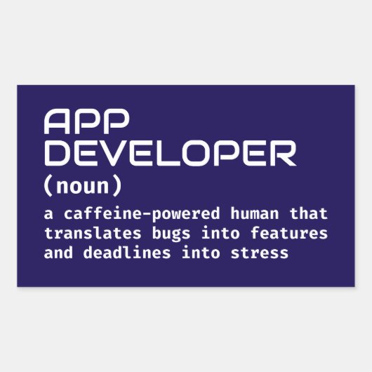 Sticker Rectangulaire Définition de l'Humour App Developer (Devant)