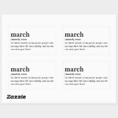 Sticker Rectangulaire Définition de mars Anniversaire (Feuille)