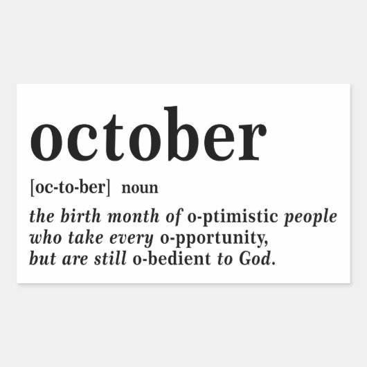 Sticker Rectangulaire Définition d'octobre (Devant)