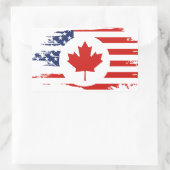 Sticker Rectangulaire Demi-Canadien Américain : Canada USA Maple Leaf (Sac)