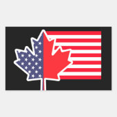Sticker Rectangulaire Demi-Canadien Américain : Canada USA Maple Leaf (Devant)