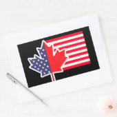 Sticker Rectangulaire Demi-Canadien Américain : Canada USA Maple Leaf (Enveloppe)